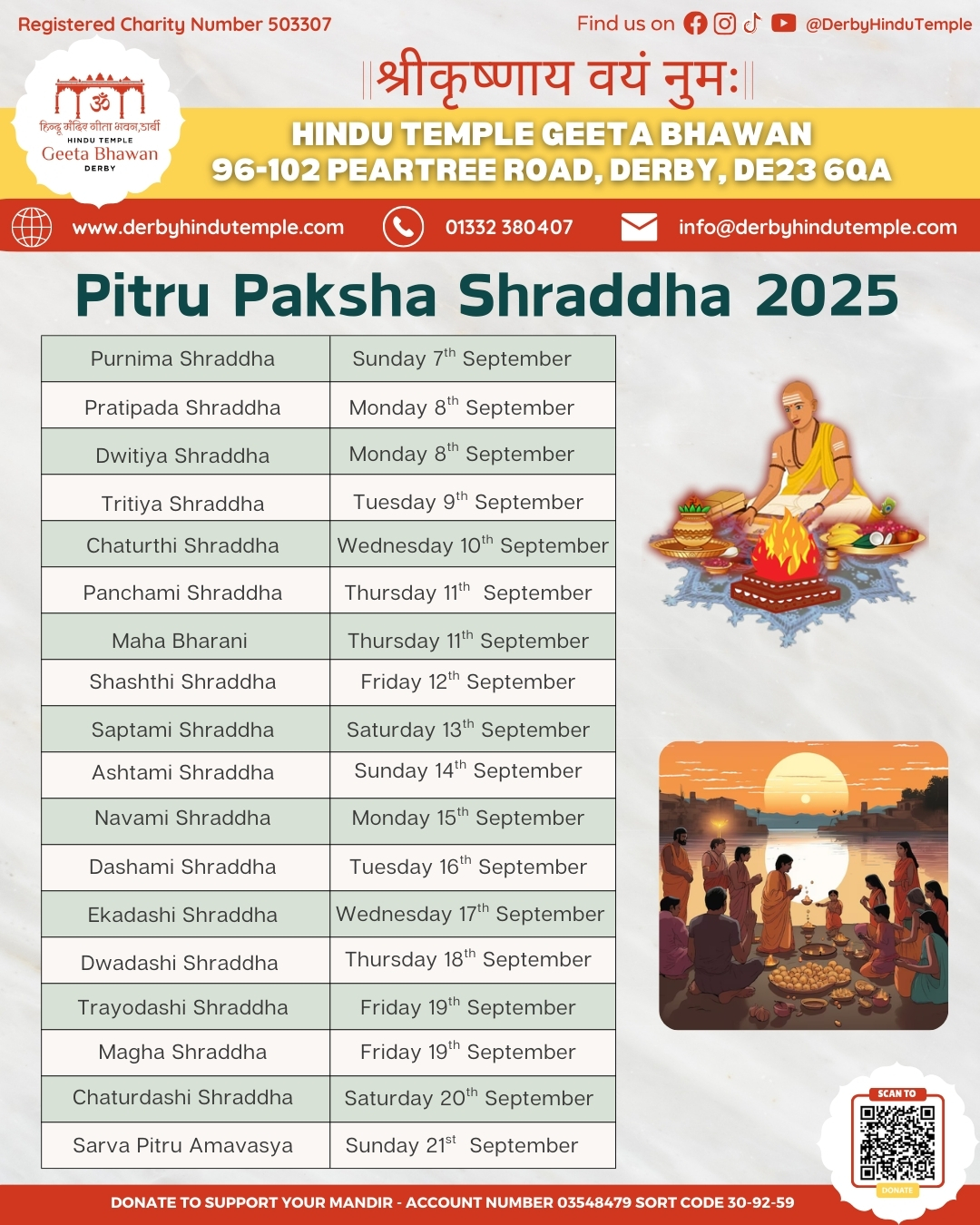 Pitru Paksha Shraddha Dates